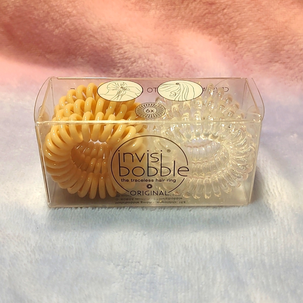  New InvisiBobble Original Traceless Hair Ring 3 Nude & 3 Clear.